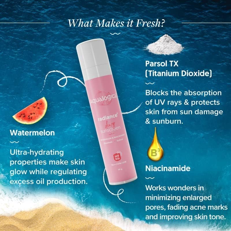 Aqualogica Radiance+ Cleanse & Protect Combo, 100g Face Wash + 50g Sunscreen SPF 50+, Vegan - back view