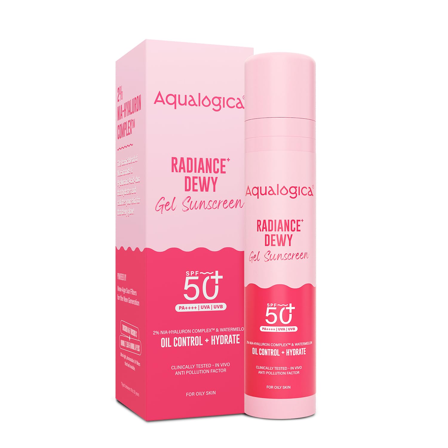 Aqualogica Radiance+ Dewy Gel Sunscreen SPF 50+ PA++++ In-Vivo Tested Fragrance-Free