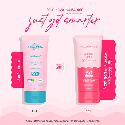 Aqualogica Radiance+ Dewy Gel Sunscreen SPF 50+ PA++++ In-Vivo Tested Fragrance-Free - front view (11)