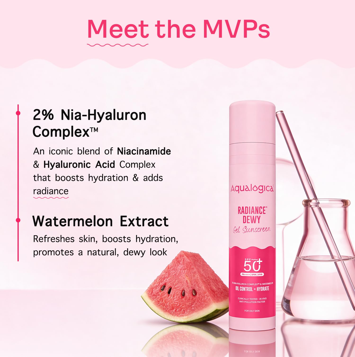 Aqualogica Radiance+ Dewy Gel Sunscreen SPF 50+ PA++++ In-Vivo Tested Fragrance-Free - packaging