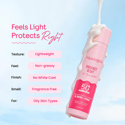 Aqualogica Radiance+ Dewy Gel Sunscreen SPF 50+ PA++++ In-Vivo Tested Fragrance-Free - close-up detail