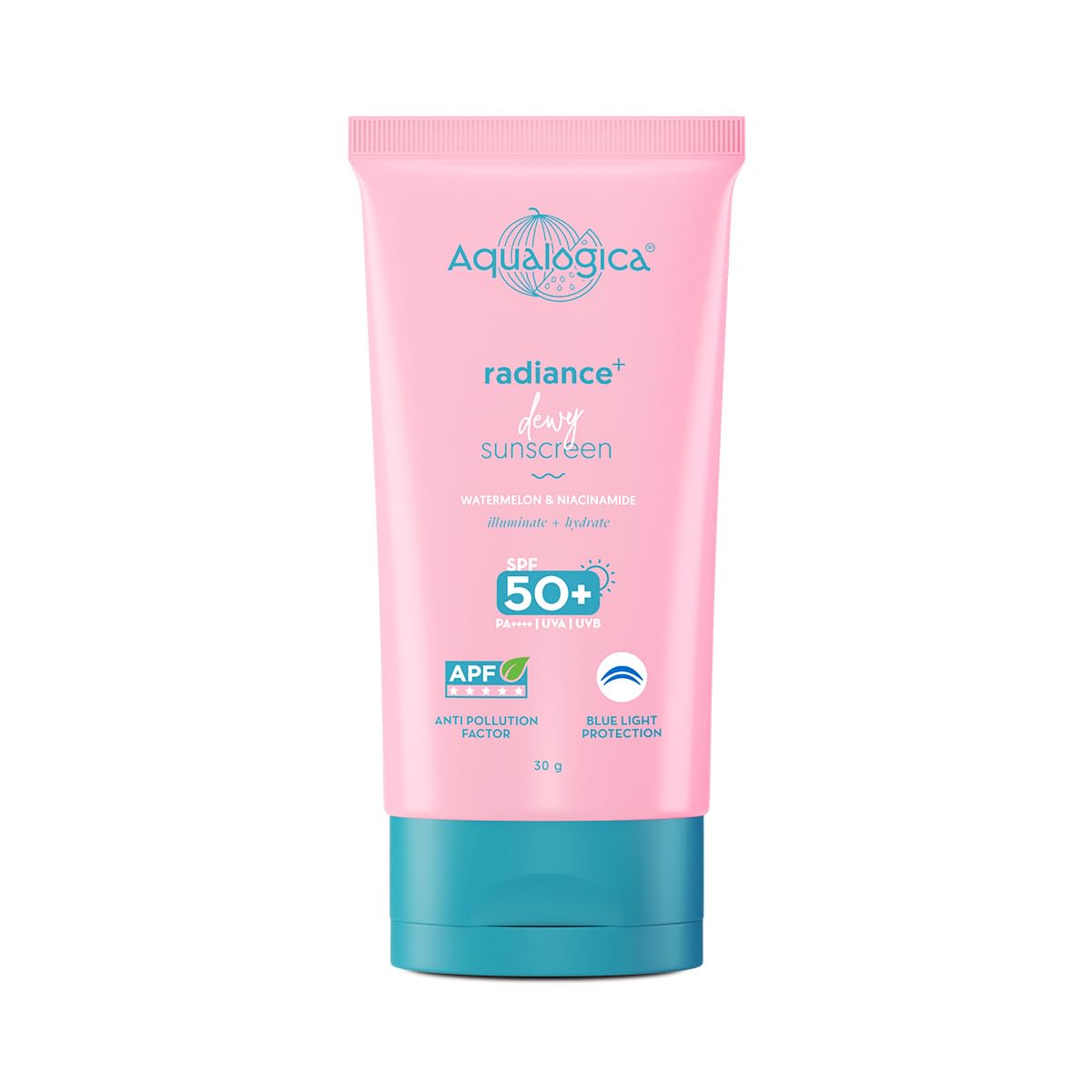 Aqualogica Radiance+ Dewy Sunscreen Gel SPF 50+ PA++++, 30g, Vegan, Fragrance-Free
