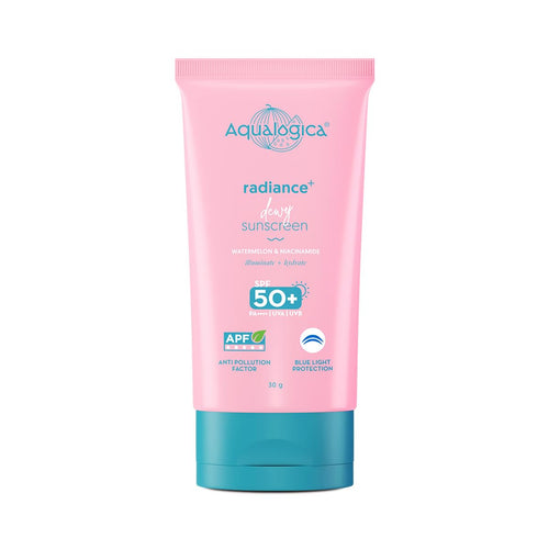 Aqualogica Radiance+ Dewy Sunscreen Gel SPF 50+ PA++++, 30g, Vegan, Fragrance-Free