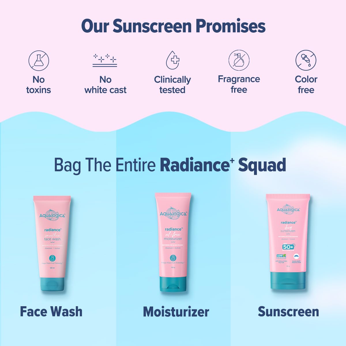 Aqualogica Radiance+ Dewy Sunscreen Gel SPF 50+ PA++++, 30g, Vegan, Fragrance-Free - in use