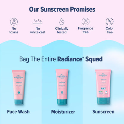 Aqualogica Radiance+ Dewy Sunscreen Gel SPF 50+ PA++++, 30g, Vegan, Fragrance-Free - in use