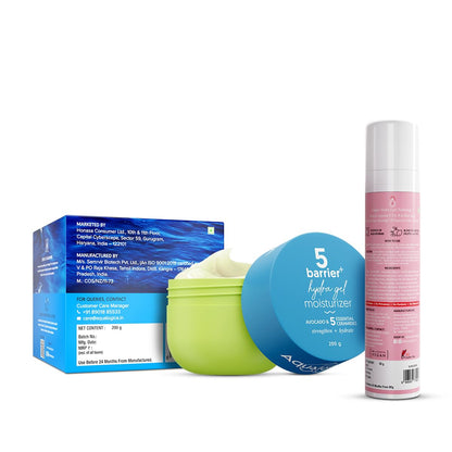 Aqualogica Radiance Dewy Sunscreen SPF 50+ PA+++ & 5 Barrier Hydra Gel Moisturizer with Avocado & Ceramides, 50g + 200g, 2-Pi
