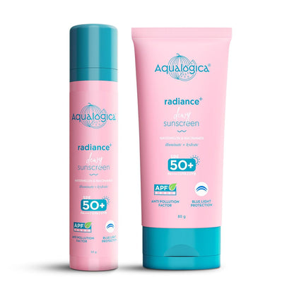 Aqualogica Radiance+ Dewy Sunscreen SPF 50+ PA+++, Broad Spectrum, 50g + 80g, Non-Greasy
