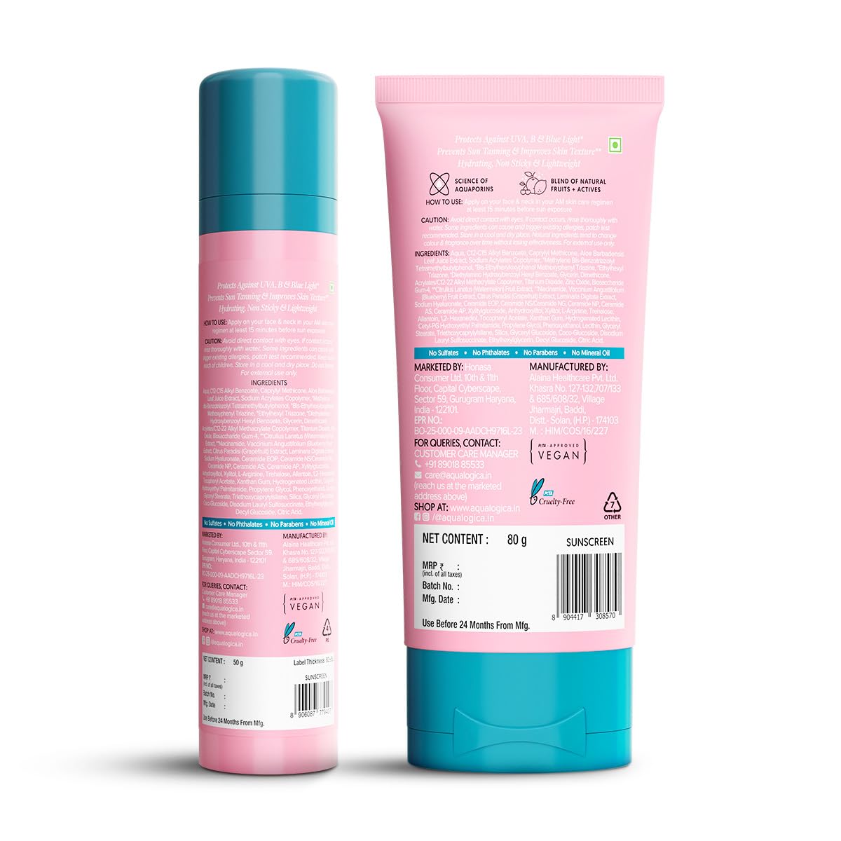 Aqualogica Radiance+ Dewy Sunscreen SPF 50+ PA+++, Broad Spectrum, 50g + 80g, Non-Greasy - front view