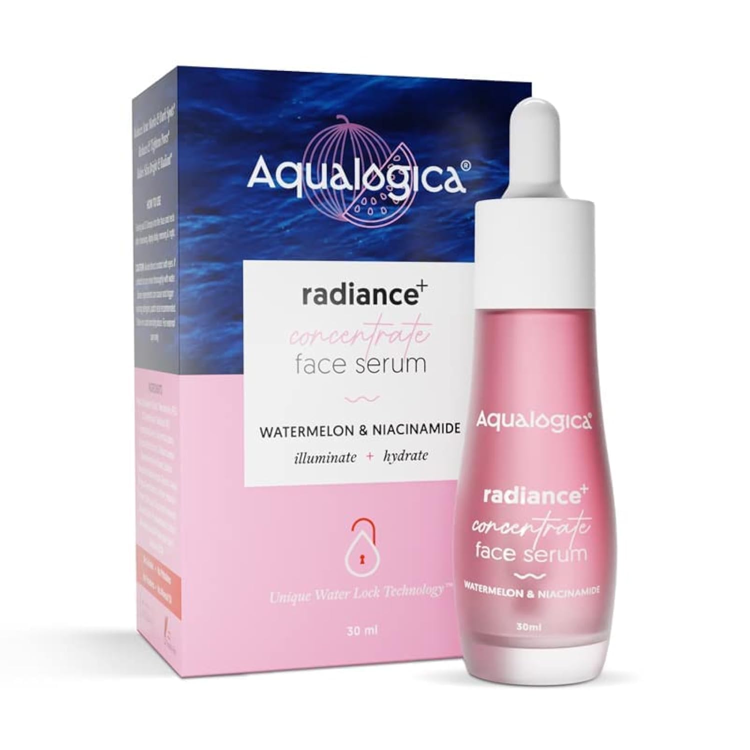 Aqualogica Radiance+ Niacinamide Face Serum with Watermelon Extract, Hyaluronic Acid, 30ml, Unisex