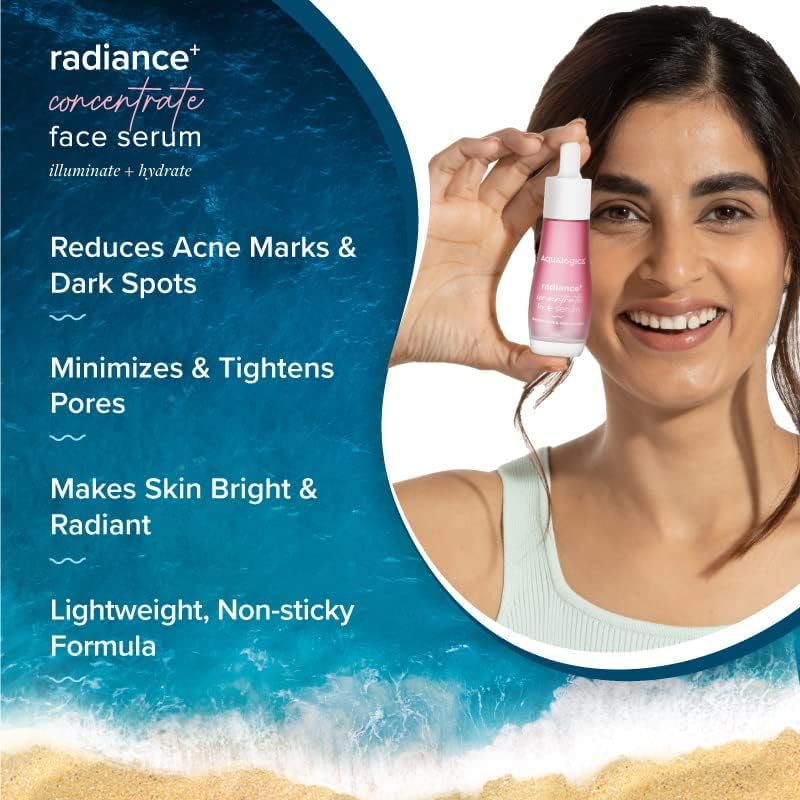 Aqualogica Radiance+ Niacinamide Face Serum with Watermelon Extract, Hyaluronic Acid, 30ml, Unisex - back view