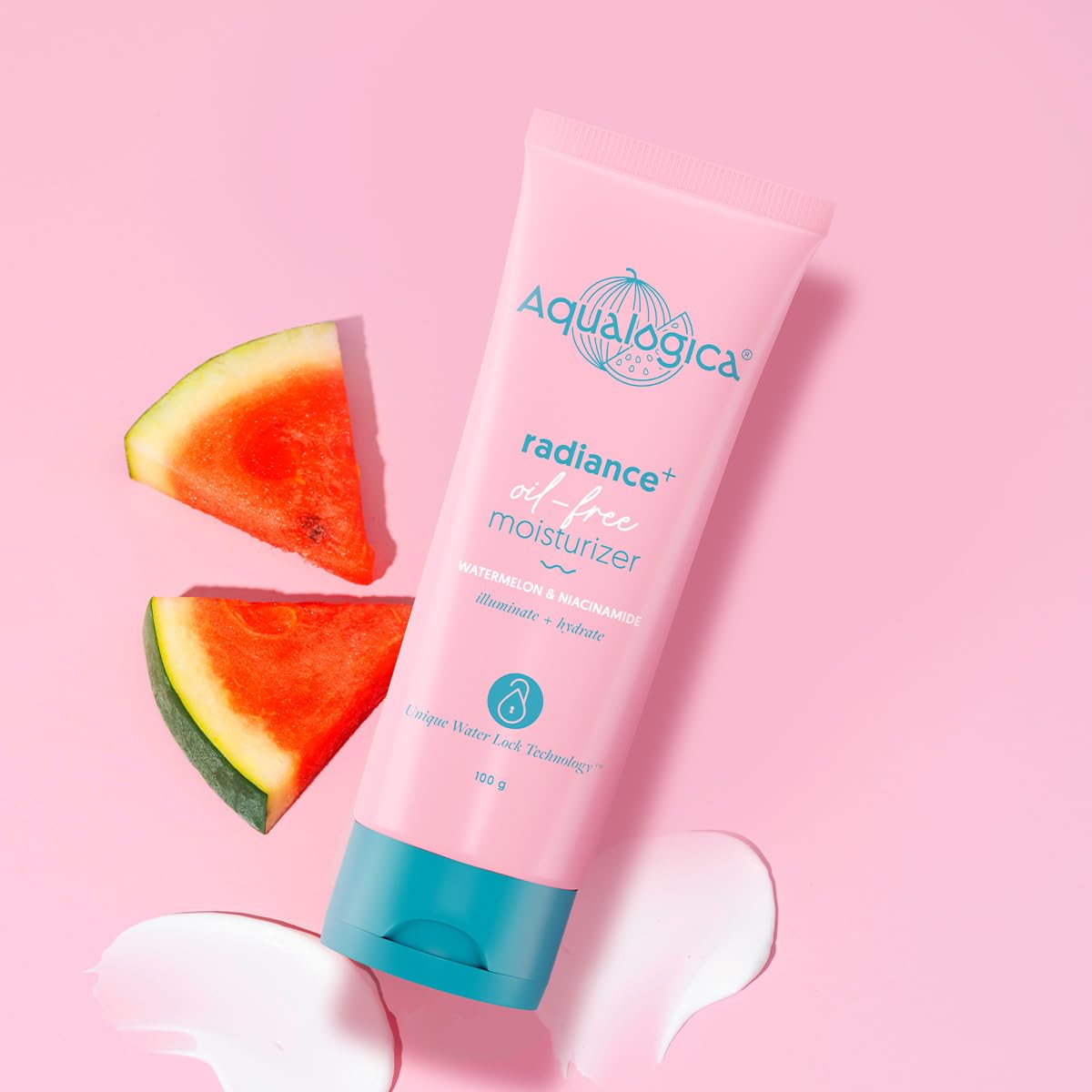 Aqualogica Radiance+ Oil-Free Moisturizer with Watermelon & Niacinamide, 100g, Unisex - front view