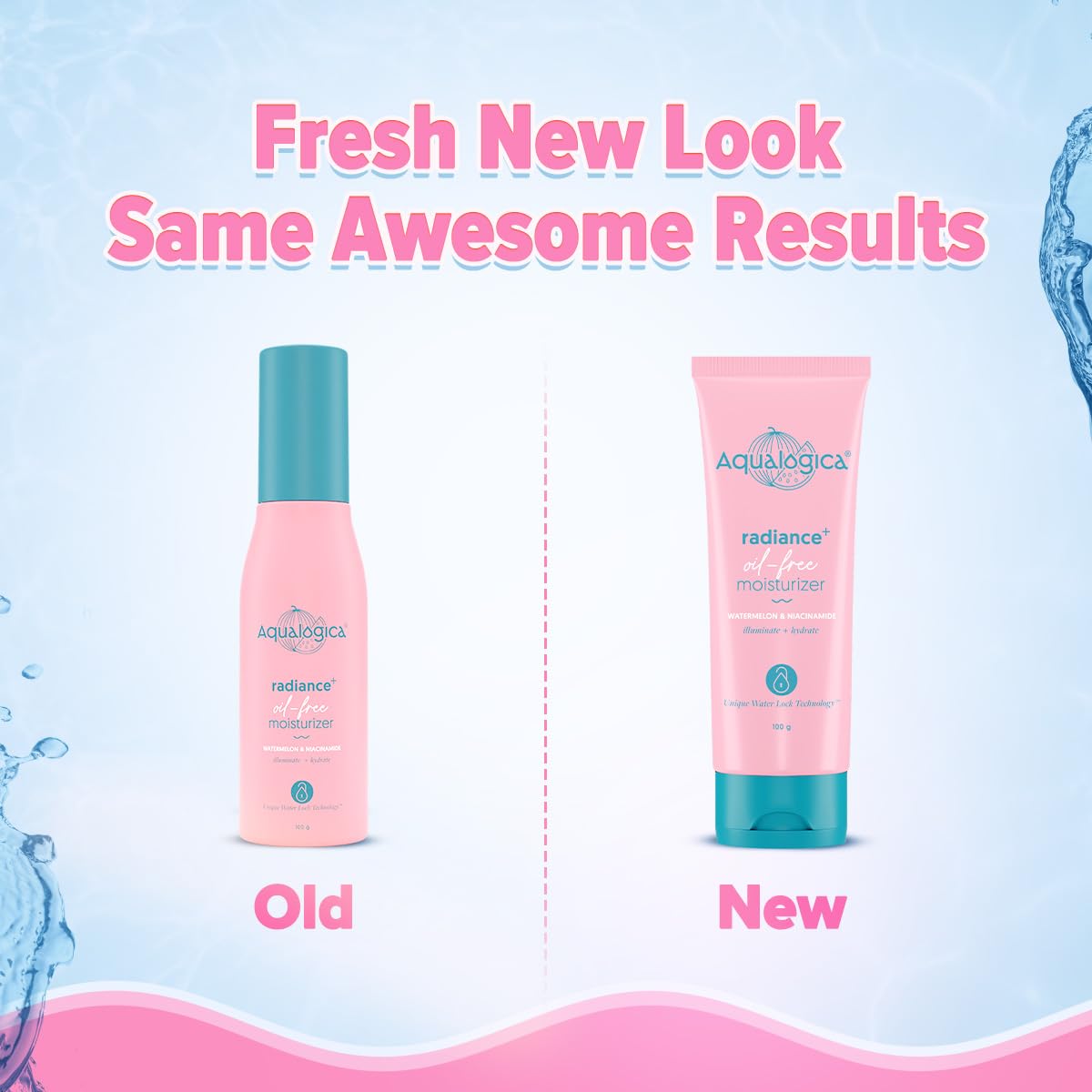 Aqualogica Radiance+ Oil-Free Moisturizer with Watermelon & Niacinamide, 100g, Unisex - back view