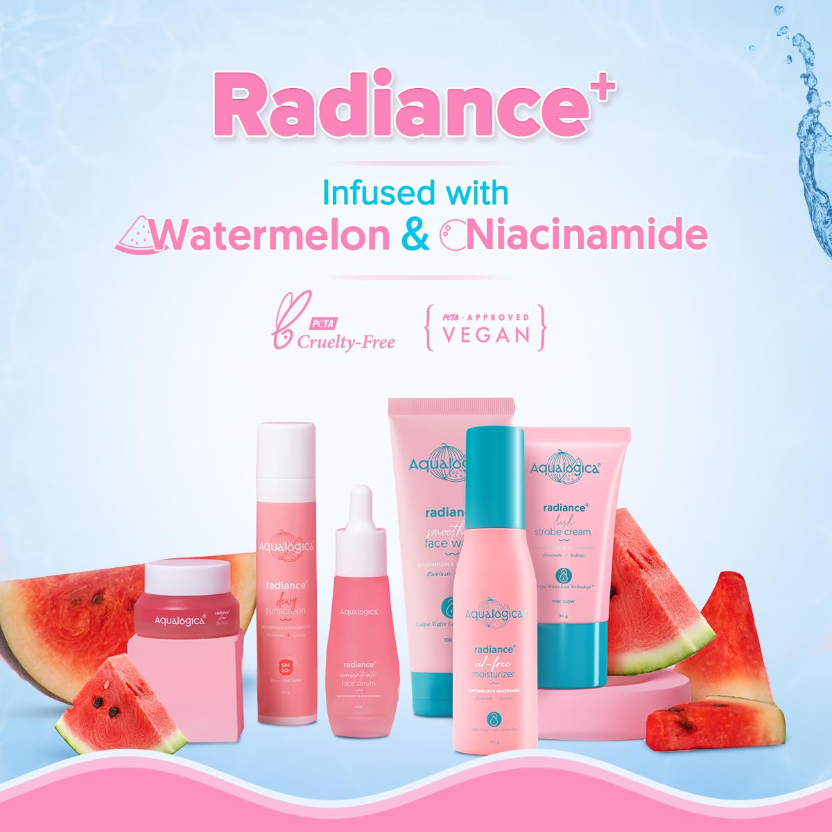 Aqualogica Radiance+ Oil-Free Moisturizer with Watermelon & Niacinamide, 100g, Unisex - ingredients panel