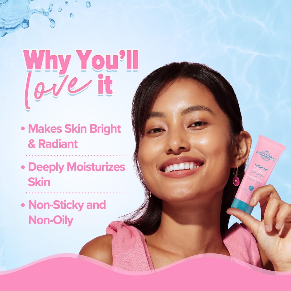 Aqualogica Radiance+ Oil-Free Moisturizer with Watermelon & Niacinamide, 100g, Unisex - size and scale