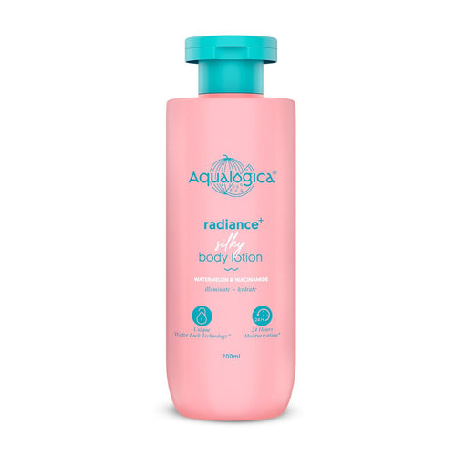 Aqualogica Radiance+ Silky Body Lotion, 200ml, Watermelon & Niacinamide, Non-Greasy
