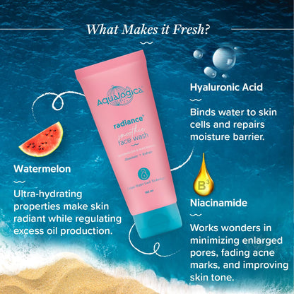 Aqualogica Radiance+ Smoothie Face Wash with Watermelon Extract & Niacinamide, 100ml - back view