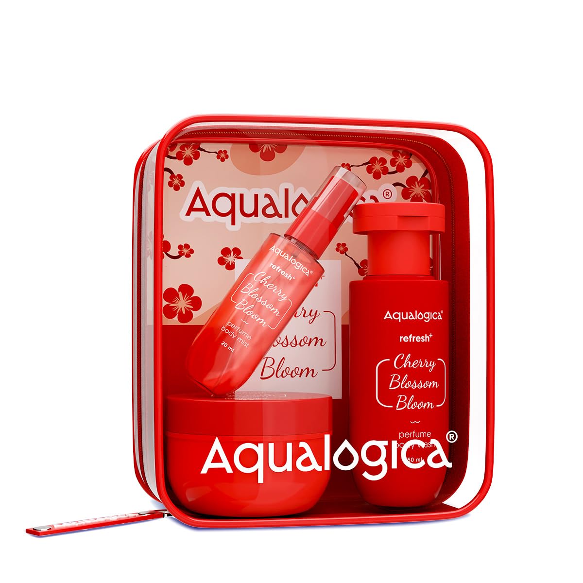 Aqualogica Refresh+ Cherry Blossom Bloom Body Care Set, 3-Piece Gift Pack, Unisex Fragrance Collection