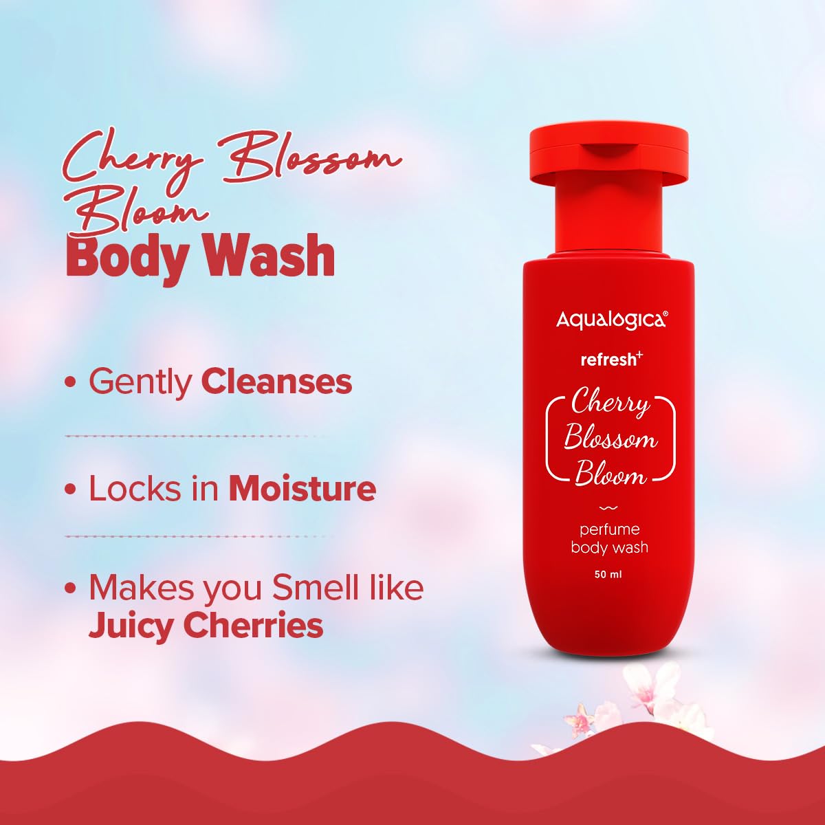 Aqualogica Refresh+ Cherry Blossom Bloom Body Care Set, 3-Piece Gift Pack, Unisex Fragrance Collection - packaging