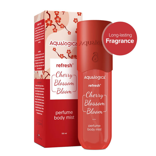 Aqualogica Refresh+ Cherry Blossom Bloom Body Mist, 150ml, with Hyaluronic Acid & Zemea, Unisex Hair & Body Spray