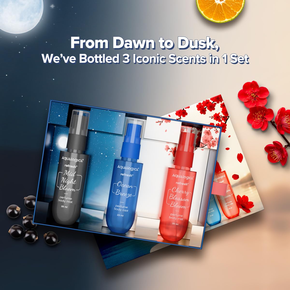 Aqualogica Refresh+ Mist Me Not Set of 3 Body Mists, 20ml Each, Travel-Friendly, Unisex - back view