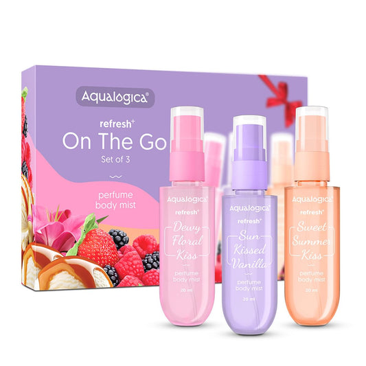 Aqualogica Refresh+ On the Go Perfume Body Mist Set, 20 ml x 3, Eau De Parfum, Travel Friendly, Unisex Adult