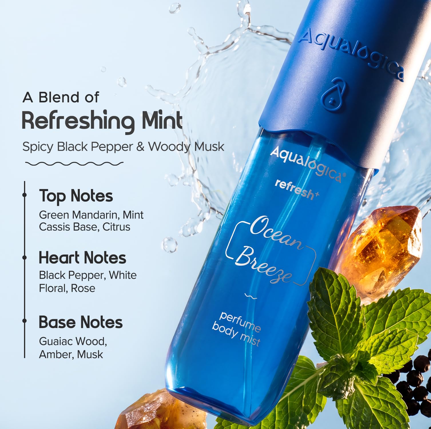 Aqualogica Refresh+ Perfume Body Mist Trio, 3x150ml, Set of 3 Fragrances, Hair & Body - packaging (22)