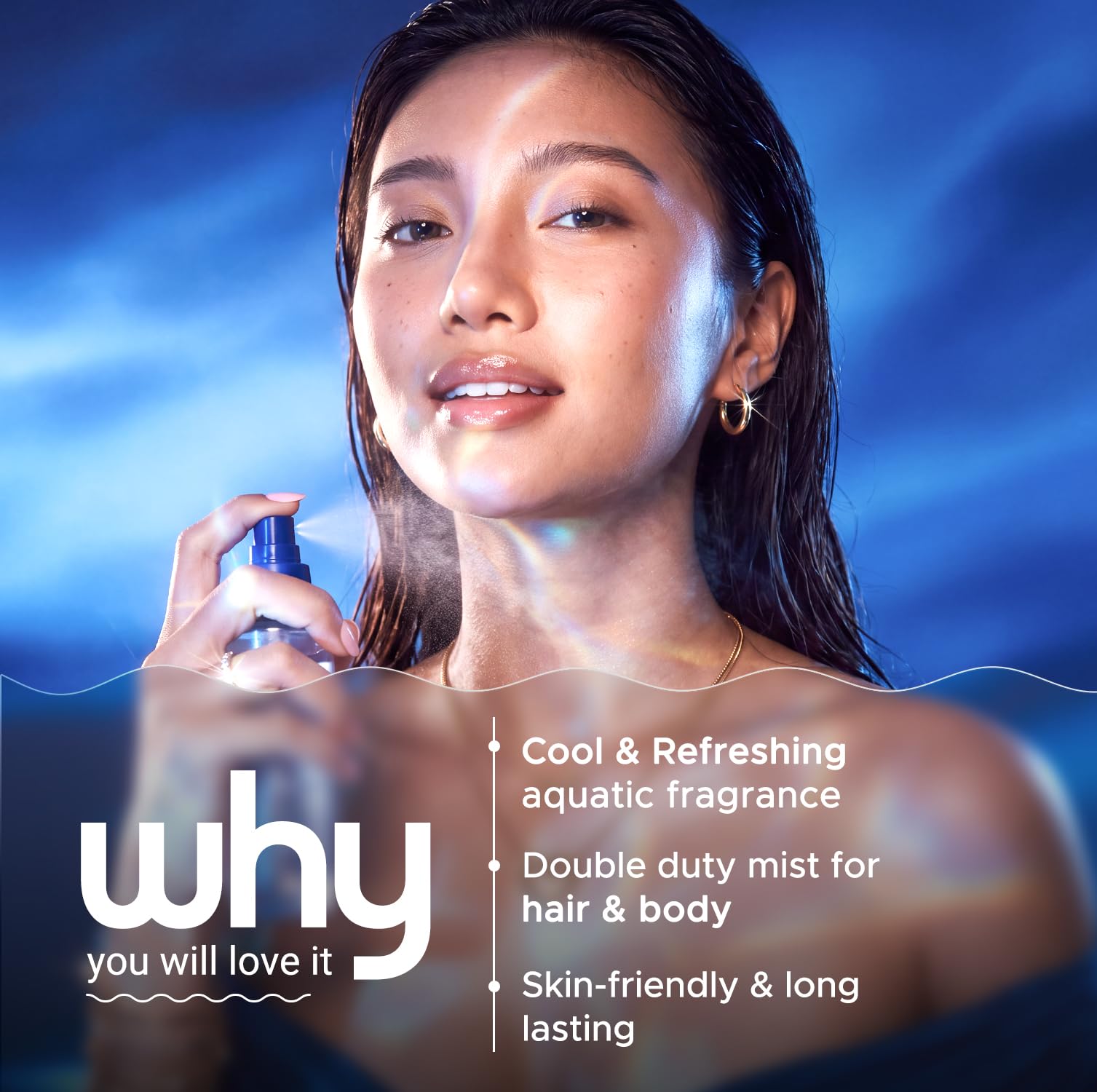 Aqualogica Refresh+ Perfume Body Mist Trio, 3x150ml, Set of 3 Fragrances, Hair & Body - label detail (23)