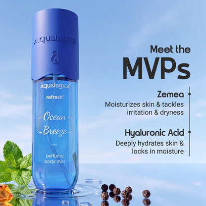Aqualogica Refresh+ Perfume Body Mist Trio, 3x150ml, Set of 3 Fragrances, Hair & Body - ingredients panel (24)