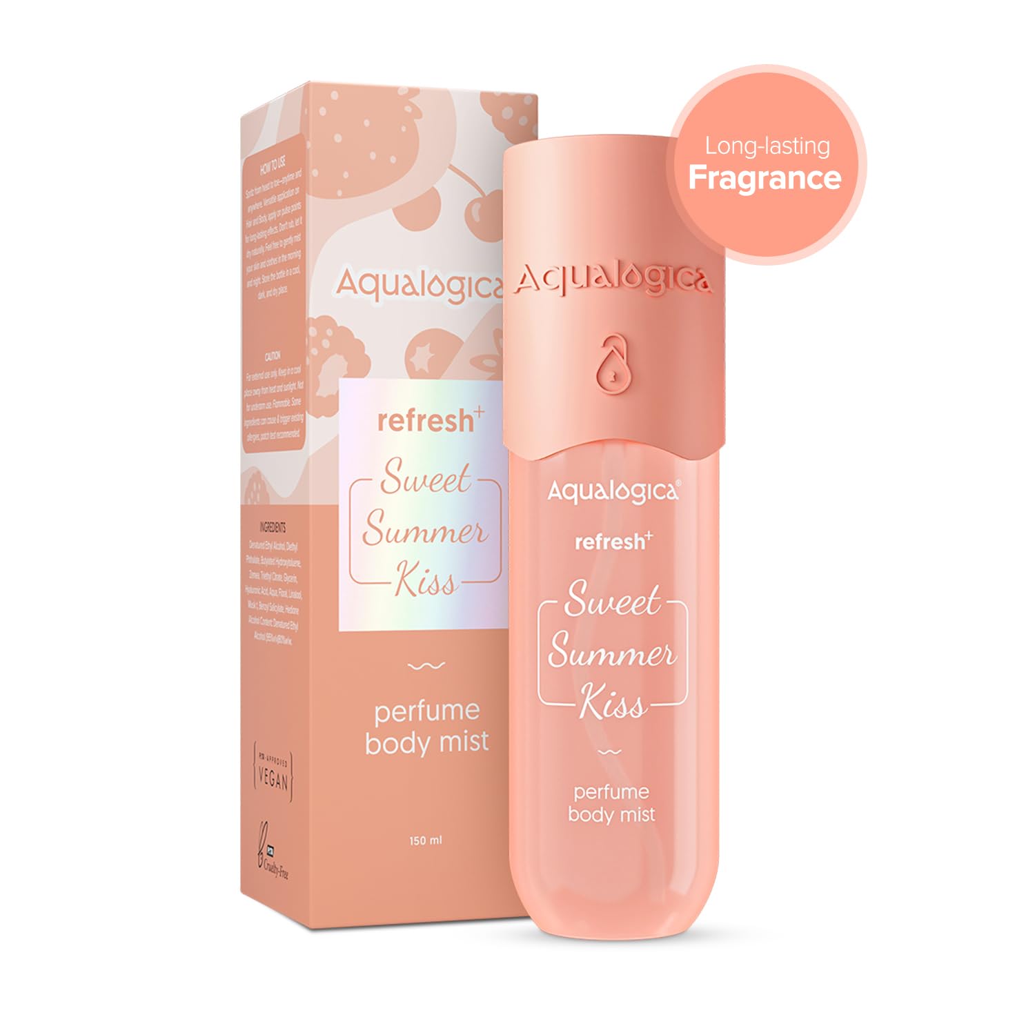Aqualogica Refresh+ Perfume Body Mist Trio, 3x150ml, Set of 3 Fragrances, Hair & Body - front view (29)