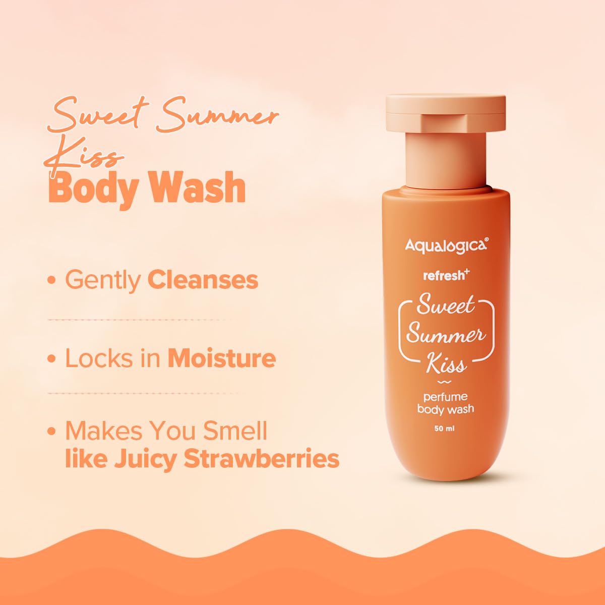 Aqualogica Refresh+ Sweet Summer Kiss Body Care Set, 3-Piece Travel Kit with Body Wash, Perfume Mist, and Hydra Gel Moisturiz