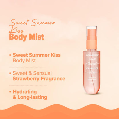 Aqualogica Refresh+ Sweet Summer Kiss Body Care Set, 3-Piece Travel Kit with Body Wash, Perfume Mist, and Hydra Gel Moisturiz