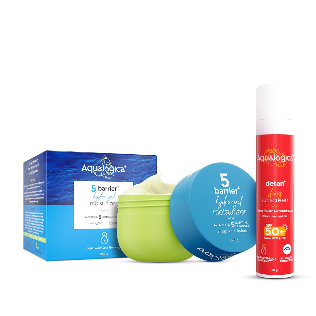 Aqualogica SPF 50+ PA++++ Sunscreen & Hydra Gel Moisturizer Combo, 2-Piece Set