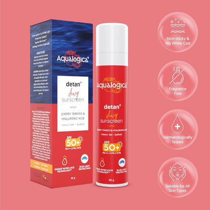 Aqualogica SPF 50+ PA++++ Sunscreen & Hydra Gel Moisturizer Combo, 2-Piece Set - label detail