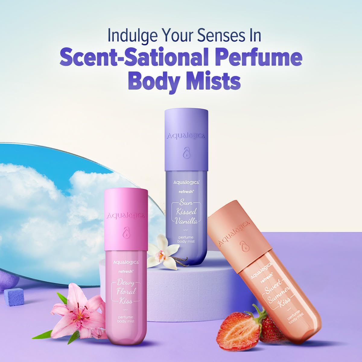 Aqualogica Vanilla Mist & Illuminate Moisturizer Duo, 150ml Body Mist + Hydra Gel Moisturizer, Unisex Eau de Parfum, 2-Piece 