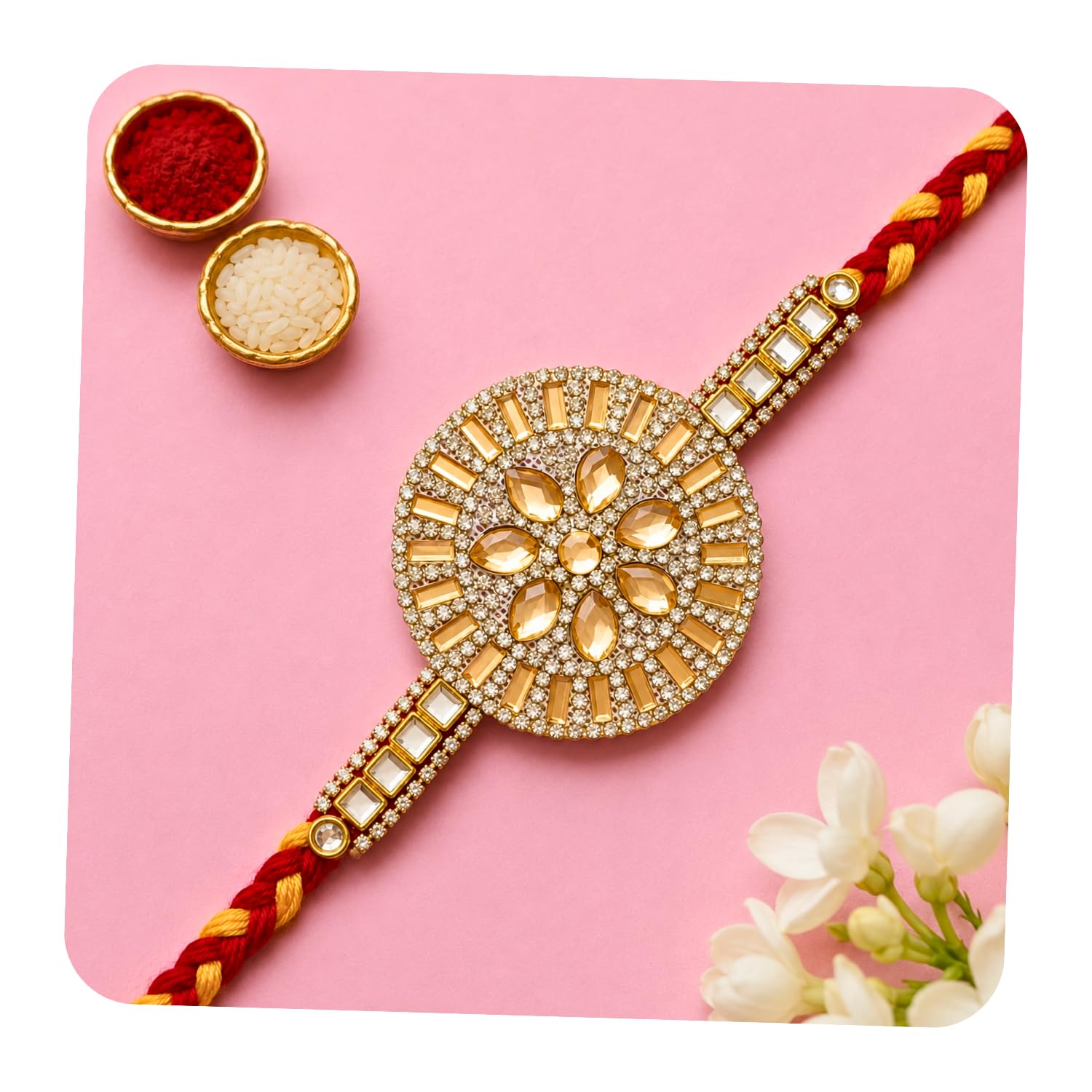 ARADHANA RAKHIS Rakhi Set For Brother with Roli chawal | Stone Rakhi | Traditional Stylish Rakhri | Raakhi for Bhai
