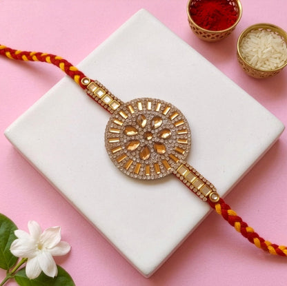 ARADHANA RAKHIS Rakhi Set For Brother with Roli chawal | Stone Rakhi | Traditional Stylish Rakhri | Raakhi for Bhai - front v