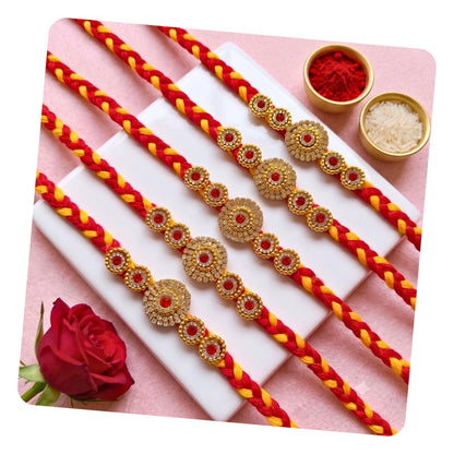ARADHANA RAKHIS Traditional Rakhi Set of 5 for brother with roli chawal | Stylish Designer Rakhdi | Raksha Bandhan