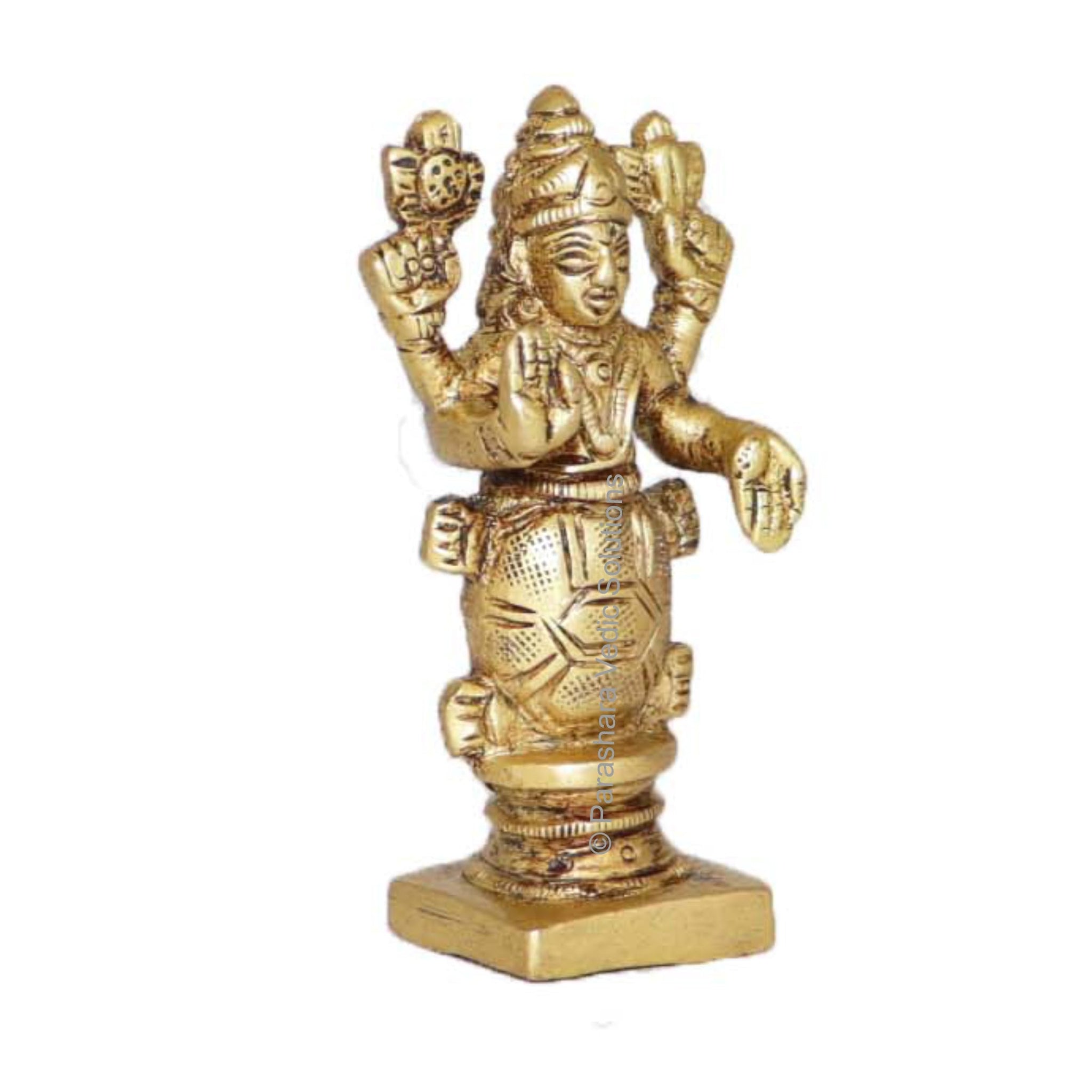 ARKAM Brass Kurma Murti, Antique Koorma Idol Figurine - Handmade Solid Brass for Home Temple Office - front view