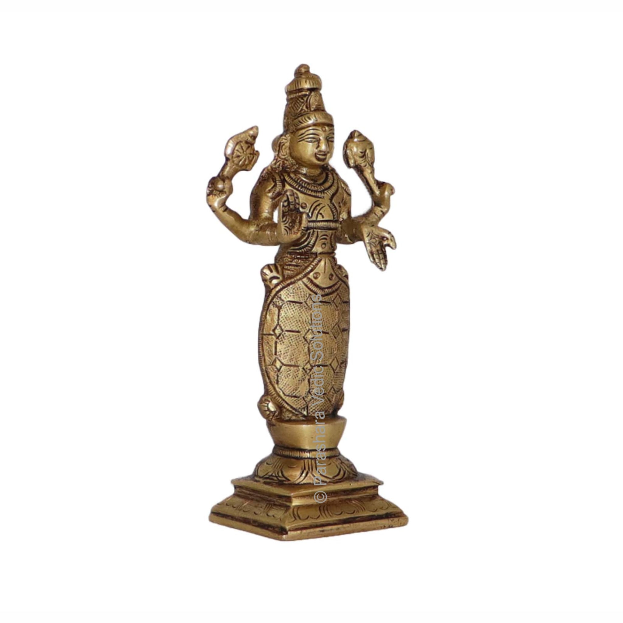 ARKAM Brass Kurma Murti, Antique Koorma Idol Figurine - Handmade Solid Brass for Home Temple Office - front view (7)