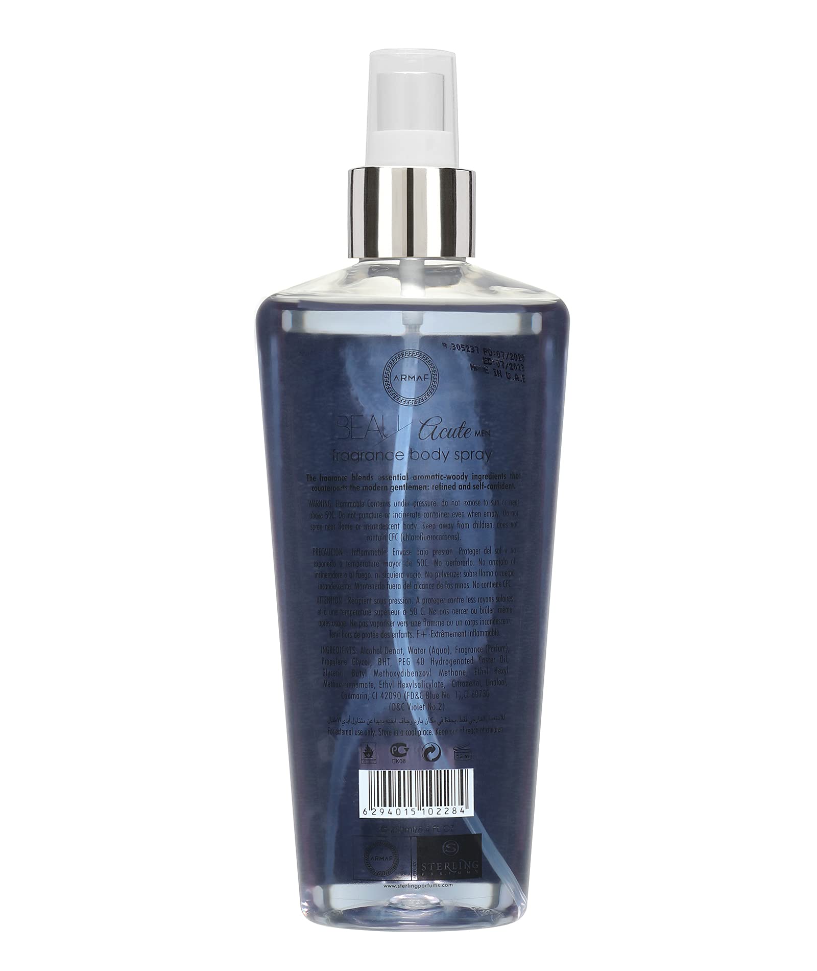 ARMAF Acute Body Mist for Women, 250ml, Citrus Floral Woody Notes, Prestige Beauty - front view