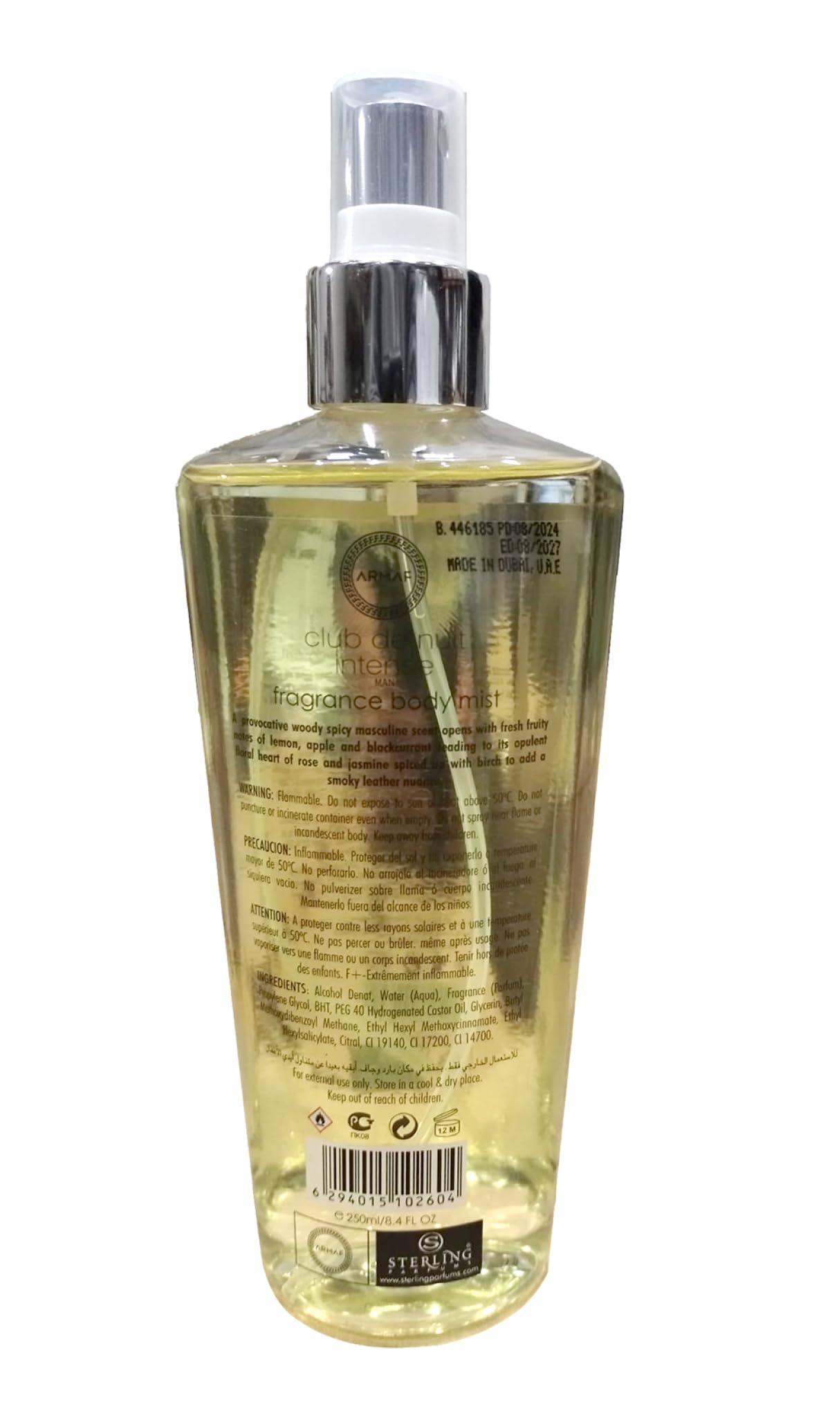 ARMAF Club De Nuit Intense Fragrance Body Spray Mist for Men, Woody Spicy, 260g - back view
