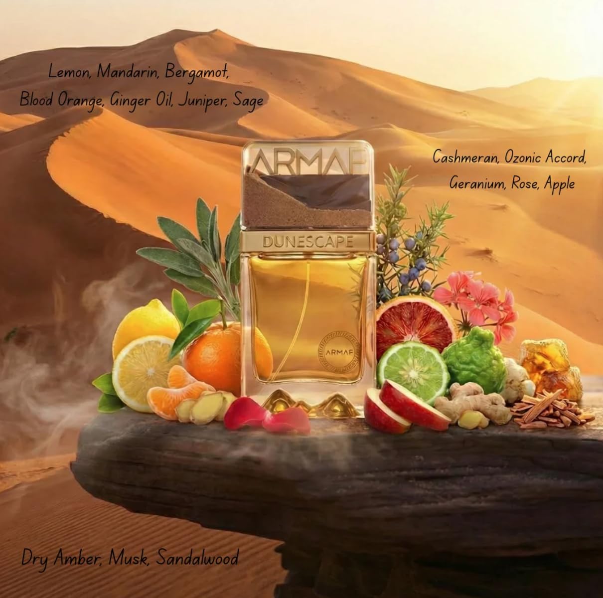 ARMAF Dunescape Dubai Eau de Parfum, 100ml, Oriental Woody Scent, Unisex, Sand-Textured Cap Bottle - packaging