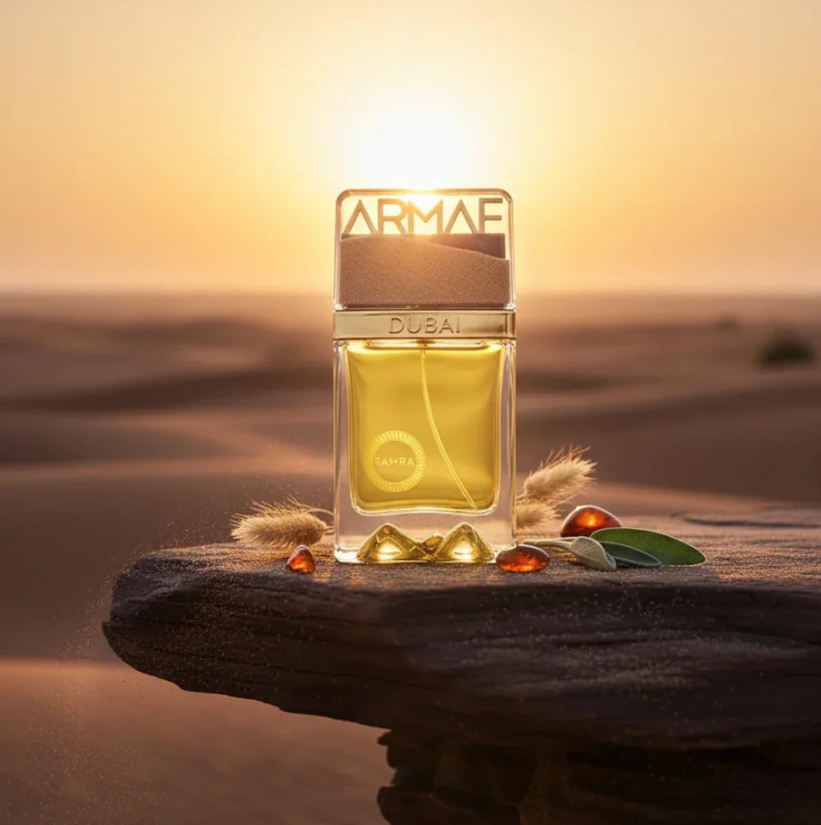 ARMAF Dunescape Dubai Eau de Parfum, 100ml, Oriental Woody Scent, Unisex, Sand-Textured Cap Bottle - label detail
