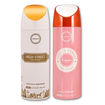ARMAF High Street & Vanity Femme Essence Fragrance Liquid Deodorant for Women, 200ml Each, Pack of 2
