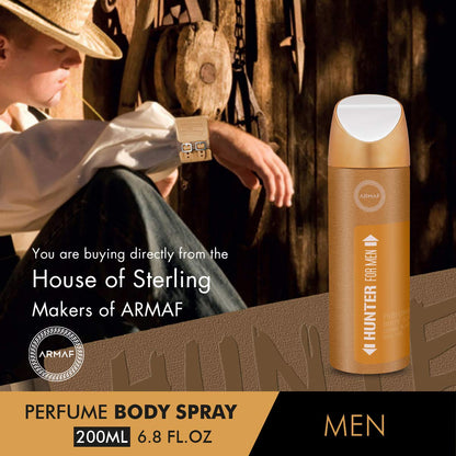 ARMAF Hunter Deodorant for Men, 200ML Floral Aerosol Spray, Adult Personal Fragrance - packaging