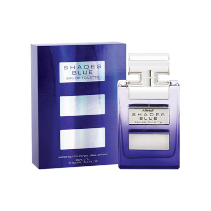 ARMAF SHADES BLUE Eau de Toilette for Men, 100ml, Bergamot Cardamom Lemon Grapefruit Notes, Sterling Perfumes - front view