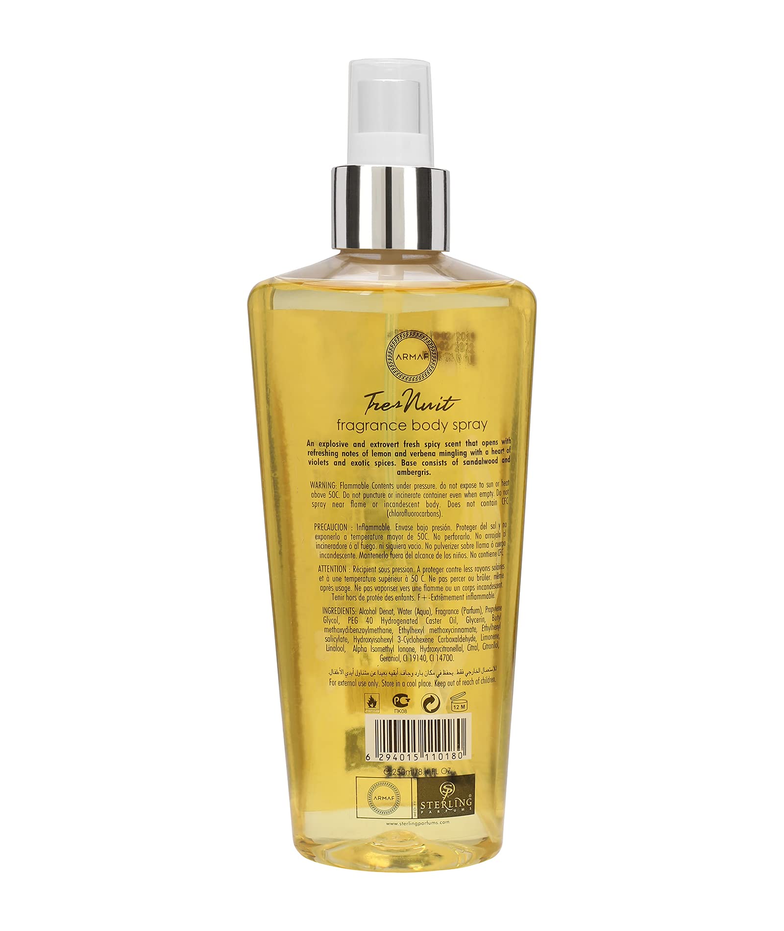 ARMAF Tres Nuit Perfume Body Mist for Men, 250ml, Modern Floral Scent - front view