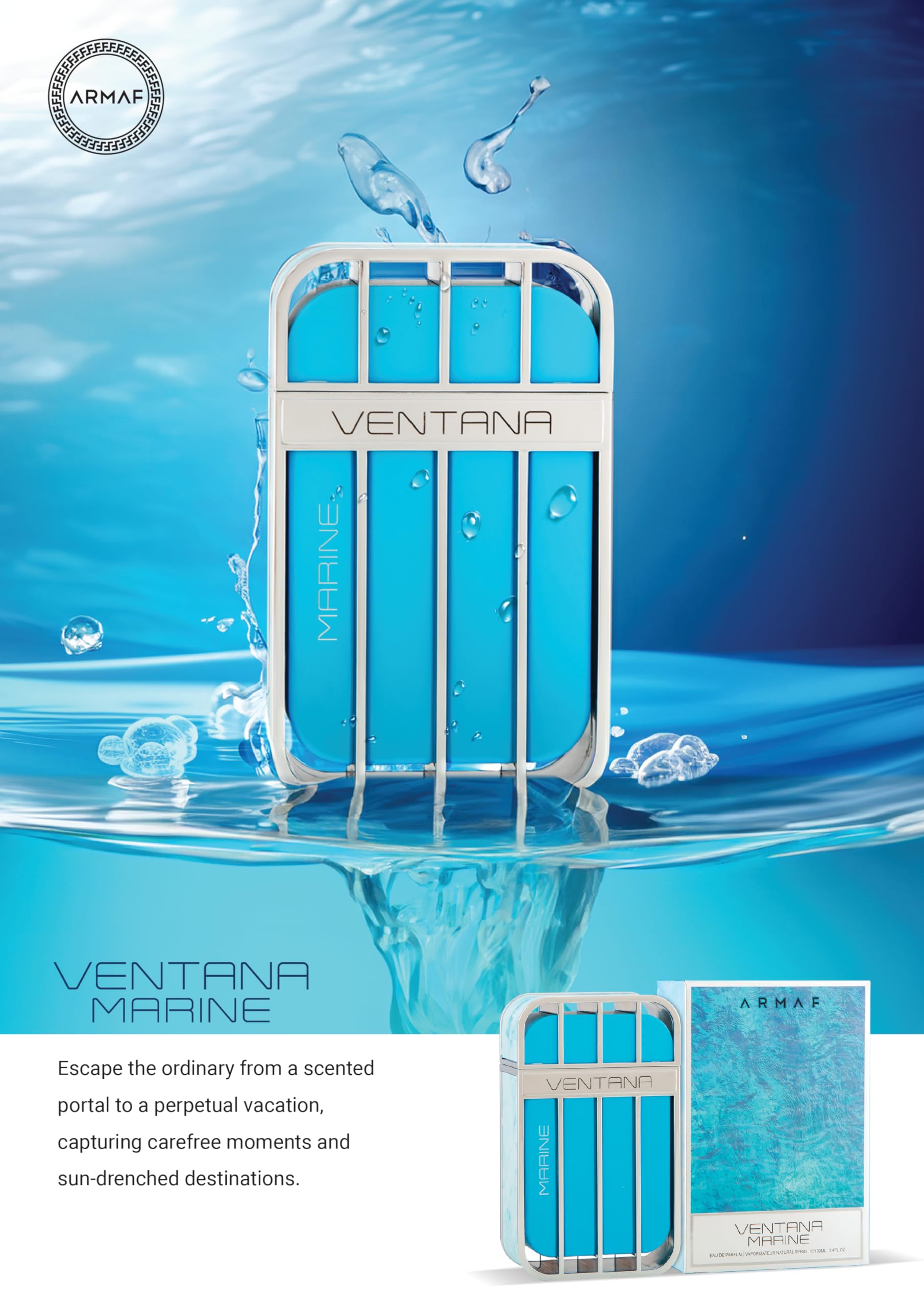 ARMAF Ventana Marine Eau De Parfum for Men 100ml Spray Personal Fragrance - label detail