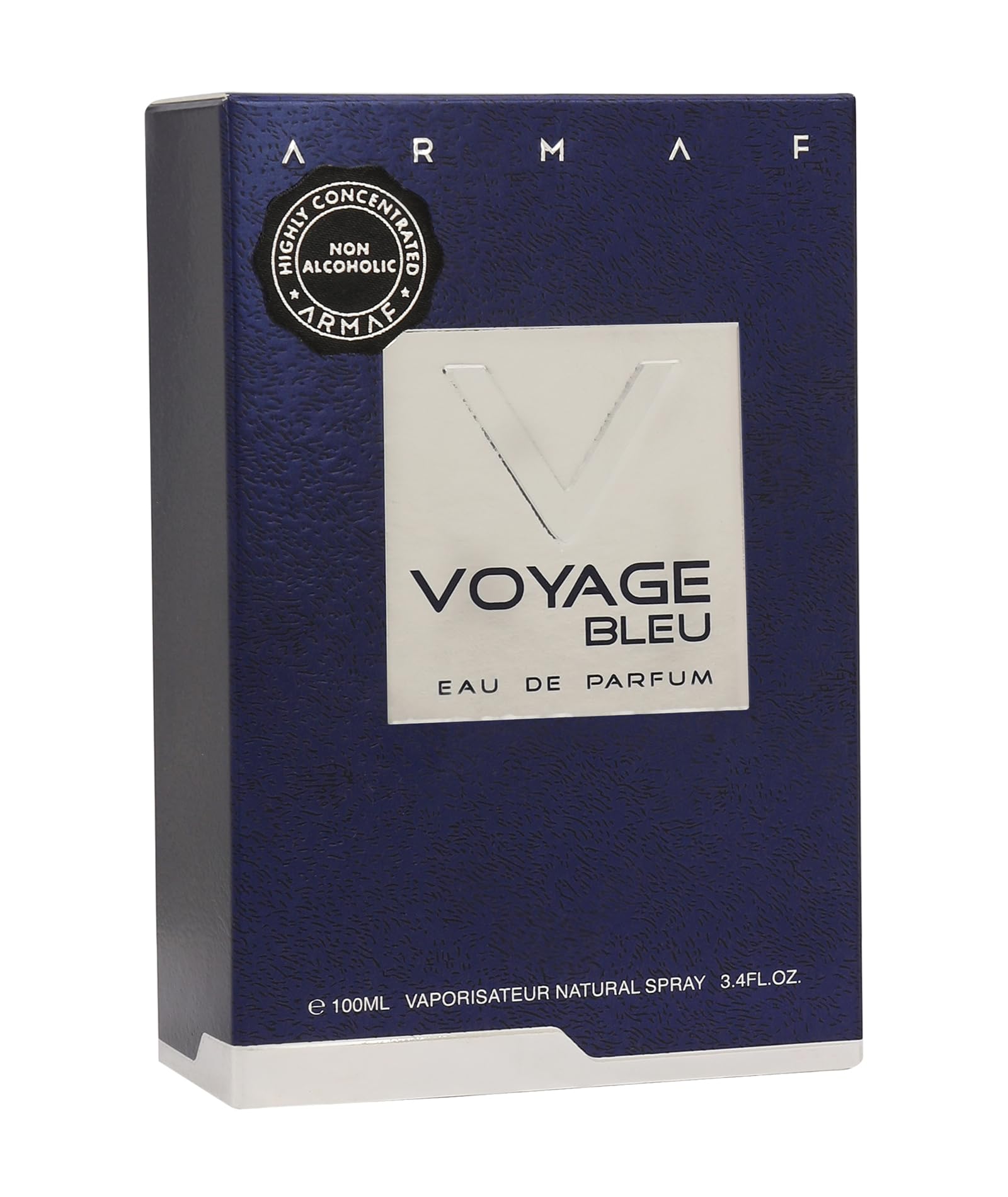 ARMAF Voyage Bleu Eau de Parfum for Men, 100ml, with Bergamot, Grapefruit, Pink Pepper, Cedar, and Vetiver - packaging