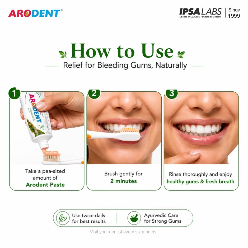 Arodent Ayurvedic Herbal Toothpaste for Gum & Dental Care - 50g - label detail